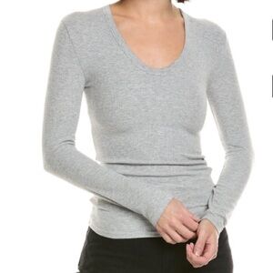 Perfect White Tee Rib Luxe Unesco Long Sleeve, Grey, Small